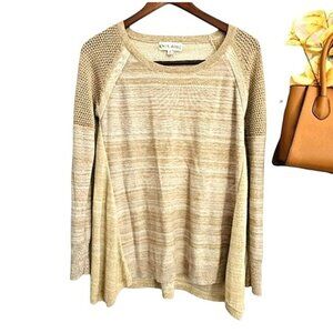 Knox Rose Women's Sweater Size Medium Metallic Gold Crewneck Boho Fall Knit